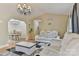 The living room features vaulted ceilings, hardwood floors, and access to the dining room at 206 Pine Meadow St, Hickory, NC 28601