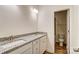 Bathroom featuring a double granite vanity with brushed nickel fixtures, blending style and functionality at 206 Streamwood Rd # 32, Troutman, NC 28166