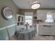 Bright eat-in kitchen featuring a round dining table and chairs, complemented by white cabinetry and neutral walls at 2213 Milton Rd, Charlotte, NC 28215