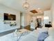 Open concept living room with television, modern lighting, and connection to the kitchen at 2401 Euclid Ave # 207, Charlotte, NC 28203