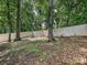 Backyard featuring a well-maintained fence, mature trees, and natural beauty at 2437 Woodleigh Dr, Gastonia, NC 28056