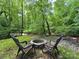 Cozy outdoor fire pit area with chairs, perfect for relaxing in the wooded setting at 2437 Woodleigh Dr, Gastonia, NC 28056