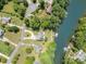 Aerial view of the home on the water showing the backyard and dock at 3005 Vernell Ln, Shelby, NC 28150