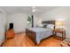 Bright bedroom with hardwood floors and a ceiling fan that provides a comfortable and inviting space at 3005 Vernell Ln, Shelby, NC 28150