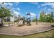 Community playground area with modern play structures set against a backdrop of lush greenery and blue sky at 4016 Spring Cove Way, Belmont, NC 28012
