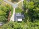 Aerial view of a home showcasing its manicured lawn, lush landscaping, and a private, fenced backyard at 518 Maynard Farm Ln, Stanley, NC 28164