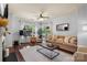 Inviting living room featuring a comfortable sofa, stylish coffee table and large windows for natural light at 5730 Closeburn Rd # H, Charlotte, NC 28210