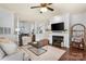 Stylish living room featuring hardwood floors, a fireplace, and an open layout at 5730 Closeburn Rd # H, Charlotte, NC 28210