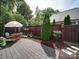 Private backyard patio featuring a stone paver patio, wooden fence, and green landscaping for a relaxing outdoor space at 5918 Barrowlands Ct, Charlotte, NC 28210