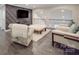 Comfortable living room featuring plush seating, stylish decor, and wood-look flooring at 5918 Barrowlands Ct, Charlotte, NC 28210