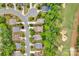 Aerial view of a residential neighborhood next to a golf course surrounded by mature trees at 8938 Kestral Ridge Dr, Charlotte, NC 28269