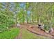 Lush backyard landscaping with mature trees, a seating area, and a barbecue for outdoor enjoyment at 8938 Kestral Ridge Dr, Charlotte, NC 28269