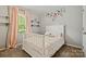 Bright bedroom with white furniture and a floral wall decoration, creating a whimsical and playful area at 9238 Deer Spring Ln, Charlotte, NC 28210