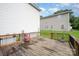 A wooden deck is situated between two homes, perfect for enjoying the outdoors at 10016 Lawing School Rd, Charlotte, NC 28214