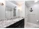 Well-lit bathroom featuring a granite countertop, vanity, and decorative anchor at 1010 Nutall Oak Ln, Belmont, NC 28012