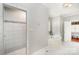 Modern bathroom with a tiled shower, soaking tub, and stylish fixtures at 1010 Nutall Oak Ln, Belmont, NC 28012