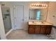 Bathroom showcasing a double sink vanity with a walk-in shower featuring modern fixtures at 11505 Sweetbriar Ridge Dr, Charlotte, NC 28269