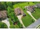 Wide angle aerial of a beautiful home, manicured yard, professional landscaping and long private driveway at 1400 Delaney Dr, Matthews, NC 28104