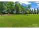 Lush green backyard, offering ample space for recreation and relaxation, surrounded by mature trees at 1400 Delaney Dr, Matthews, NC 28104