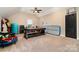 This bonus room features vaulted ceilings, recessed lighting and recreational games at 16109 Reynolds Dr, Indian Land, SC 29707
