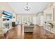 Comfortable living room with fireplace, vaulted ceilings, and hardwood floors at 3006 Emerald Meadow Ln, Charlotte, NC 28273