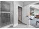 Modern bathroom showcasing a walk-in shower with glass doors and a neutral color palette at 3386 Governors Island Dr, Denver, NC 28037