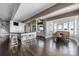 Open kitchen and dining area with island, seating, and water views at 3386 Governors Island Dr, Denver, NC 28037