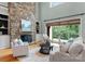 Cozy living room with fireplace and natural light at 3815 Stoney Ridge Trl, Charlotte, NC 28210
