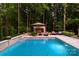 Outdoor pool area featuring in ground pool and outdoor fireplace at 405 Gladelynn Way, Waxhaw, NC 28173