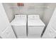 Laundry room with white washer and dryer, wire shelving, and white trim at 101 Creekside Dr, Fort Mill, SC 29715