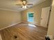 Bedroom with a vaulted ceiling, ceiling fan, and natural light from a window at 1016 Old Thompson Ave, Lancaster, SC 29720