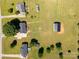 This aerial view features homes with large yards and a mix of trees and green grass at 1560 Springlake Rd, York, SC 29745
