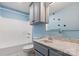 Blue bathroom featuring vanity with marble countertop and bathtub at 1560 Springlake Rd, York, SC 29745