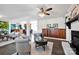 Spacious open floor plan with living room, dining area, and kitchen featuring dark wood floors at 1924 Lakeview Dr, Rock Hill, SC 29732