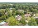 A distant aerial view showcases tree-lined properties, lawns, and swimming pools at 206 Cedarwood Dr, Salisbury, NC 28147