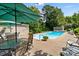 Inviting in-ground pool and patio with outdoor dining area, perfect for summer gatherings and relaxation at 206 Cedarwood Dr, Salisbury, NC 28147