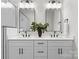 Bathroom featuring dual sinks with a modern design, sleek mirrors, and lighting at 3220 Riley Ave, Charlotte, NC 28269