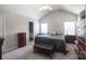 This bedroom features vaulted ceilings, a ceiling fan, and neutral gray paint at 417 Trillium Sw Ct, Conover, NC 28613