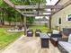 Relaxing backyard with a pergola, stylish furniture and a firepit at 4711 Truscott Rd, Charlotte, NC 28226