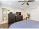 Bedroom view to en-suite bathroom. Hardwood floors and neutral walls at 4855 Saluda Rd, Rock Hill, SC 29730