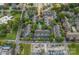 Expansive aerial perspective of the property highlighting the neighborhood, landscaping, and pool at 513 N Graham St # 1B, Charlotte, NC 28202