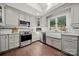 This modern kitchen features a stainless steel range, granite countertops, and a farmhouse sink at 54 Honeysuckle Woods, Clover, SC 29710