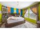 Vibrant bedroom features bright colors, a cozy bed, and a large window for natural light at 1125 Jasmine Dr, Fort Mill, SC 29707