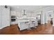Modern kitchen with a large center island, stainless steel appliances, and light gray cabinetry at 409 Wheatberry Hill Dr, Matthews, NC 28104