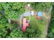 Aerial view showcases the property's layout, pool, surrounding trees and landscape at 475 Dot Faris Rd, Catawba, SC 29704