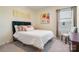 Cozy bedroom with a comfy bed, accent pillows, and colorful floral painting at 7318 Rupell Dr, Charlotte, NC 28273