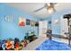 Vibrant bedroom with sports-themed decorations and plenty of room for playing and growing at 865 Wingthorn Rose Dr, Gastonia, NC 28056