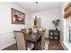 Inviting dining room with hardwood floors, stylish decor, and a charming vintage-style table setting at 10217 Falling Leaf Dr, Concord, NC 28027