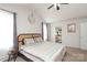 Comfortable bedroom boasts vaulted ceiling, soft carpet and modern decor at 10217 Falling Leaf Dr, Concord, NC 28027