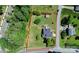 Aerial view of property showcasing boundaries, house, detached garage, and a spacious lawn at 1105 S Point Rd, Belmont, NC 28012